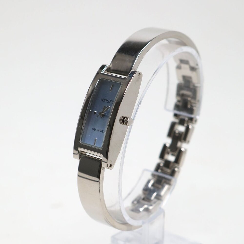 Lise Watier Neiges Delicate Silver Tone Rectangular Watch Dress Swiss Movt - Picture 7 of 10